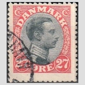FRIMRKER DANMARK | 1918-20 - AFA 102 - Chr. X 27 re rd/sort - Stemplet