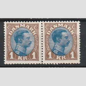 FRIMRKER DANMARK | 1921-22 - AFA 131 - Chr. X 1 Kr. brun/bl Type I i par - Ubrugt!