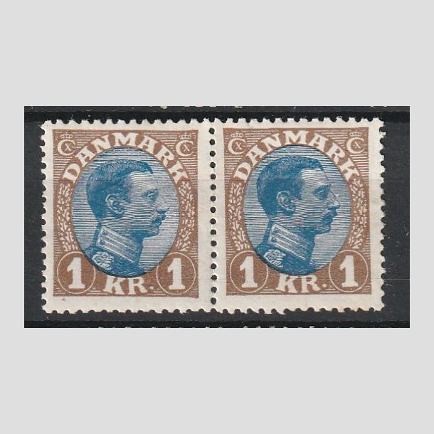 FRIMRKER DANMARK | 1921-22 - AFA 131 - Chr. X 1 Kr. brun/bl Type I i par - Ubrugt!