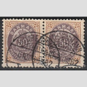 FRIMRKER DANMARK | 1895 - AFA 30B - 50 re brun/lilla i par - Stemplet