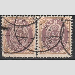 FRIMRKER DANMARK | 1895 - AFA 30B - 50 re brun/lilla i par - Stemplet