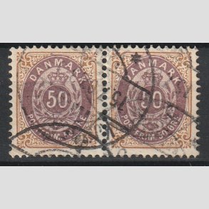 FRIMRKER DANMARK | 1895 - AFA 30B - 50 re brun/lilla i par - Stemplet