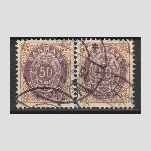 FRIMRKER DANMARK | 1895 - AFA 30B - 50 re brun/lilla i par - Stemplet