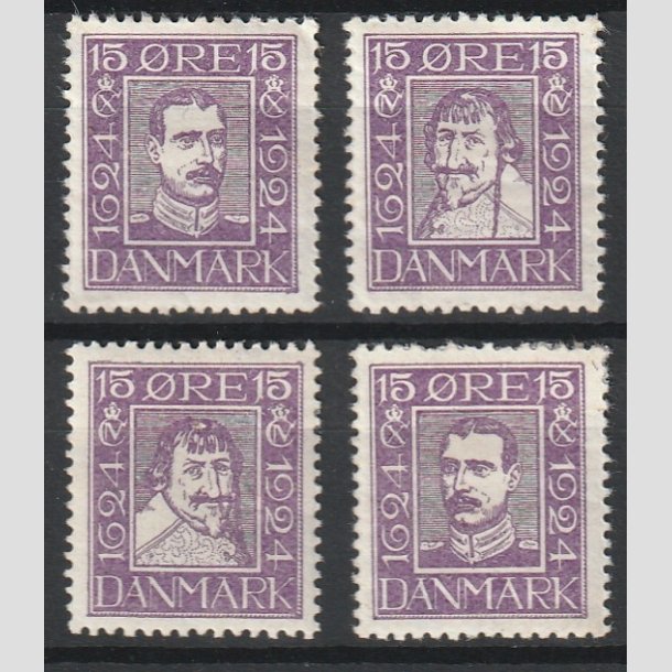 FRIMRKER DANMARK | 1924 - AFA 136-139 - Postjubilum 15 re violet i st - Ubrugt