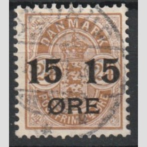 FRIMRKER DANMARK | 1904 - AFA 41 - 15/24 re brun provisorier - Stemplet
