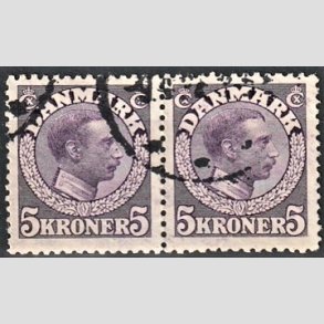 FRIMRKER DANMARK | 1918-20 - AFA 110 - SP - Chr. X 5 Kroner violet i par - Stemplet