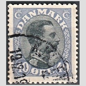 FRIMRKER DANMARK | 1918-20 - AFA 105a - Chr. X 40 re bllilla/sort - Stemplet