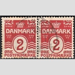 FRIMRKER DANMARK | 1917 - AFA 78A - Blgelinie 2 re rd i par Krone III - Stemplet