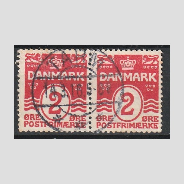 FRIMRKER DANMARK | 1917 - AFA 78A - Blgelinie 2 re rd i par Krone III - Stemplet