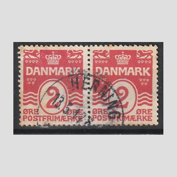 FRIMRKER DANMARK | 1917 - AFA 78A - Blgelinie 2 re rd i par Krone III - Stemplet "HERNING"