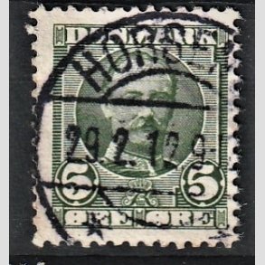 FRIM�RKER DANMARK | 1907 - AFA 54 - Frederik VIII 5 �re gr�n (2K) - Lux Stemplet 