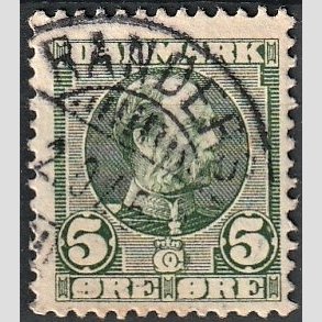 FRIMRKER DANMARK | 1905-06 - AFA 52 - Chr. IX 5 re grn - Lux Stemplet 