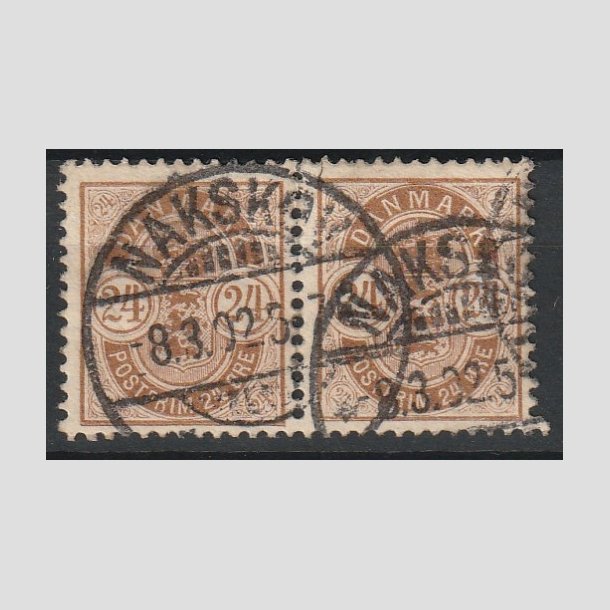 FRIMRKER DANMARK | 1901-02 - AFA 39 - 24 re brun i par - Stemplet "NAKSKOV"