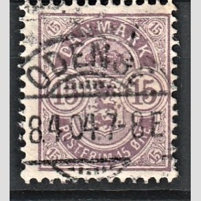 FRIM�RKER DANMARK | 1901-02 - AFA 38 - 15 �re gr�lilla - Lux Stemplet 