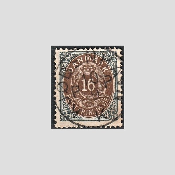 FRIMRKER DANMARK | 1875 - AFA 27y - 16 re gr/brun - Stemplet "KJBENHAVN"