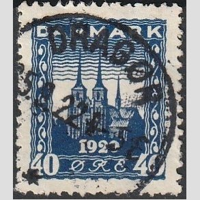 FRIM�RKER DANMARK | 1921 - AFA 116 - Genforening 40 �re bl� - Lux Stemplet 