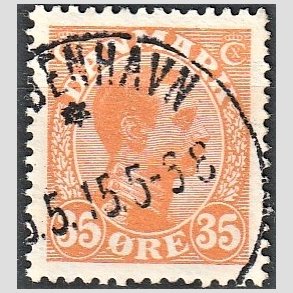 FRIMRKER DANMARK | 1913 - AFA 73 - Chr. X 35 re orange - Stemplet 
