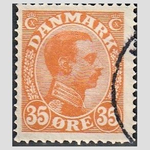 FRIMRKER DANMARK | 1913 - AFA 73 - Chr. X 35 re orange - Stemplet