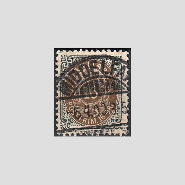 FRIMRKER DANMARK | 1895 - AFA 27B - 1K - 16 re gr/brun - Lux Stemplet "MIDDELFART"