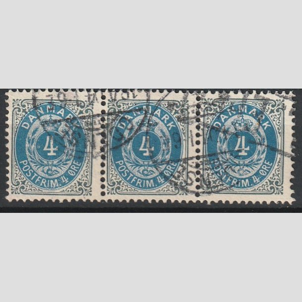 FRIMRKER DANMARK | 1902 - AFA 23C - 4 re gr/bl i tre-stribe - Stemplet