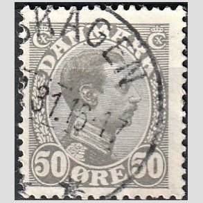 FRIMRKER DANMARK | 1921-22 - AFA 129a - Chr. X 50 re gr (3K) - Stemplet 