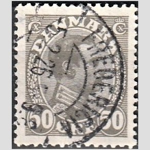 FRIMRKER DANMARK | 1921-22 - AFA 129a - Chr. X 50 re gr - Stemplet 
