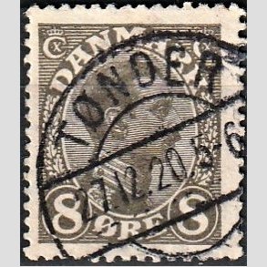 FRIMRKER DANMARK | 1918-20 - AFA 099 - Chr. X 8 re gr - Lux Stemplet 