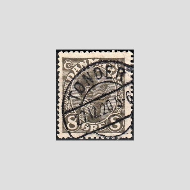 FRIMRKER DANMARK | 1918-20 - AFA 099 - Chr. X 8 re gr - Lux Stemplet "TNDER"