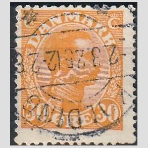 FRIMRKER DANMARK | 1921-22 - AFA 127 - Chr. X 30 re orange - Stemplet 