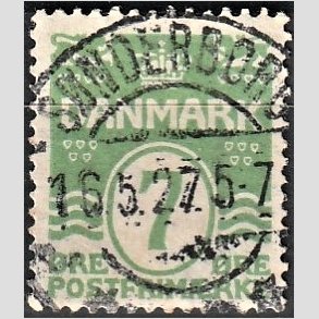 FRIM�RKER DANMARK | 1926-30 - AFA 167 - B�lgelinie 7 �re lysgr�n - Lux Stemplet 