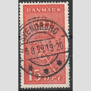 FRIM�RKER DANMARK | 1929 - AFA 179 - 15+5 �re r�d Kr�ftfrim�rke - Stemplet 