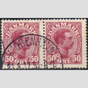FRIMRKER DANMARK | 1913 - AFA 74 - Chr. X 50 re vinrd i par - Stemplet 