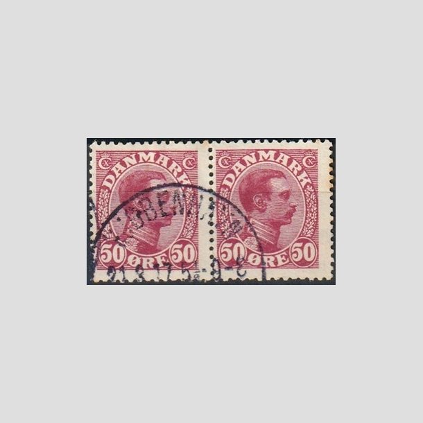 FRIMRKER DANMARK | 1913 - AFA 74 - Chr. X 50 re vinrd i par - Stemplet "KJBENHAVN"