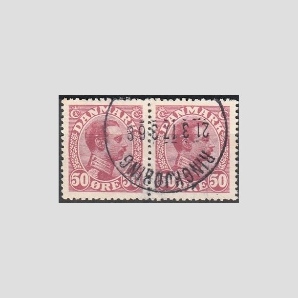 FRIMRKER DANMARK | 1913 - AFA 74 - Chr. X 50 re vinrd i par - Stemplet "RINGKJBING"