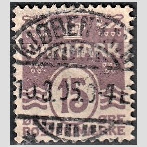 FRIM�RKER DANMARK | 1905-06 - AFA 46 - B�lgelinie 15 �re brunlilla - Lux Stemplet 
