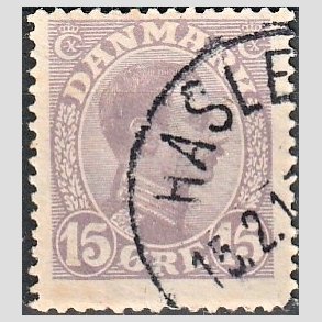FRIMRKER DANMARK | 1913 - AFA 70a - Chr. X 15 re matlilla - Stemplet 
