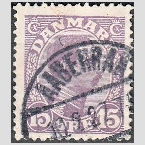 FRIMRKER DANMARK | 1913 - AFA 70a - Chr. X 15 re matlilla (2K) - Lux Stemplet 