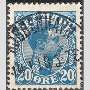 FRIMRKER DANMARK | 1913 - AFA 71 - Chr. X 20 re bl - Lux Stemplet 