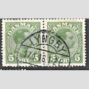 FRIMRKER DANMARK | 1913 - AFA 68 - Chr. X 5 re grn (2K) i par - Lux Stemplet 