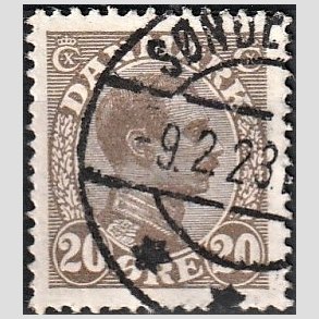 FRIMRKER DANMARK | 1921-22 - AFA 125 - Chr. X 20 re brun - Stemplet 