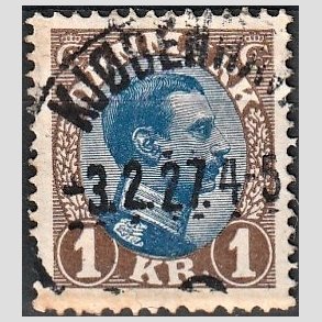 FRIMRKER DANMARK | 1921-22 - AFA 131a - Chr. X 1 Kr. brun/bl Type II - Stemplet 