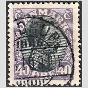FRIMRKER DANMARK | 1918-20 - AFA 105 - Chr. X 40 re lilla/sort - Stemplet