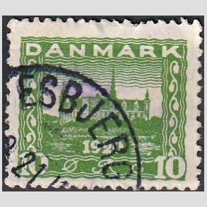 FRIM�RKER DANMARK | 1921 - AFA 115 - Genforening 10 �re gr�n - Stemplet 