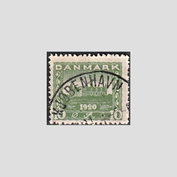 FRIMRKER DANMARK | 1921 - AFA 115 - Genforening 10 re grn - Lux Stemplet "KJBENHAVN"