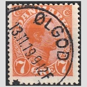 FRIMRKER DANMARK | 1918-20 - AFA 098 - Chr. X 7 re orange - Lux Stemplet 