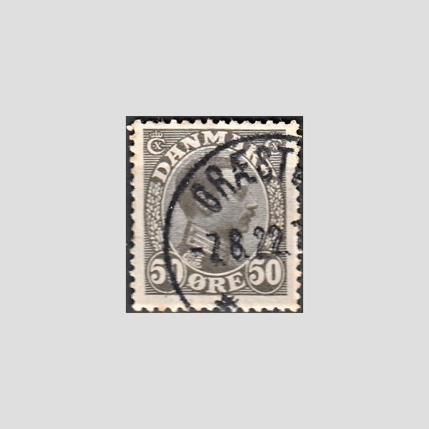 FRIMRKER DANMARK | 1921-22 - AFA 129 - Chr. X 50 re olivengr - Stemplet "BRSTRUP"