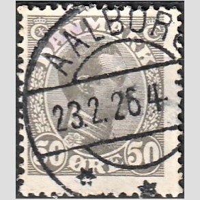 FRIMRKER DANMARK | 1921-22 - AFA 129a - Chr. X 50 re gr - Lux Stemplet 