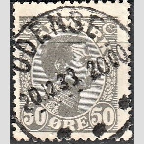 FRIMRKER DANMARK | 1921-22 - AFA 129a - Chr. X 50 re gr - Lux Stemplet 