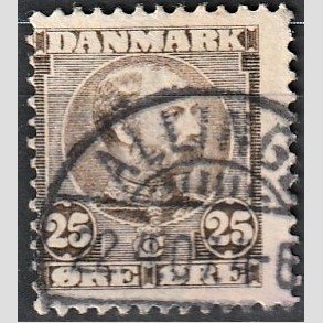 FRIMRKER DANMARK | 1904-05 - AFA 49 - Chr. IX 25 re grbrun - Stemplet 