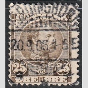 FRIMRKER DANMARK | 1904-05 - AFA 49 - Chr. IX 25 re grbrun - Stemplet 